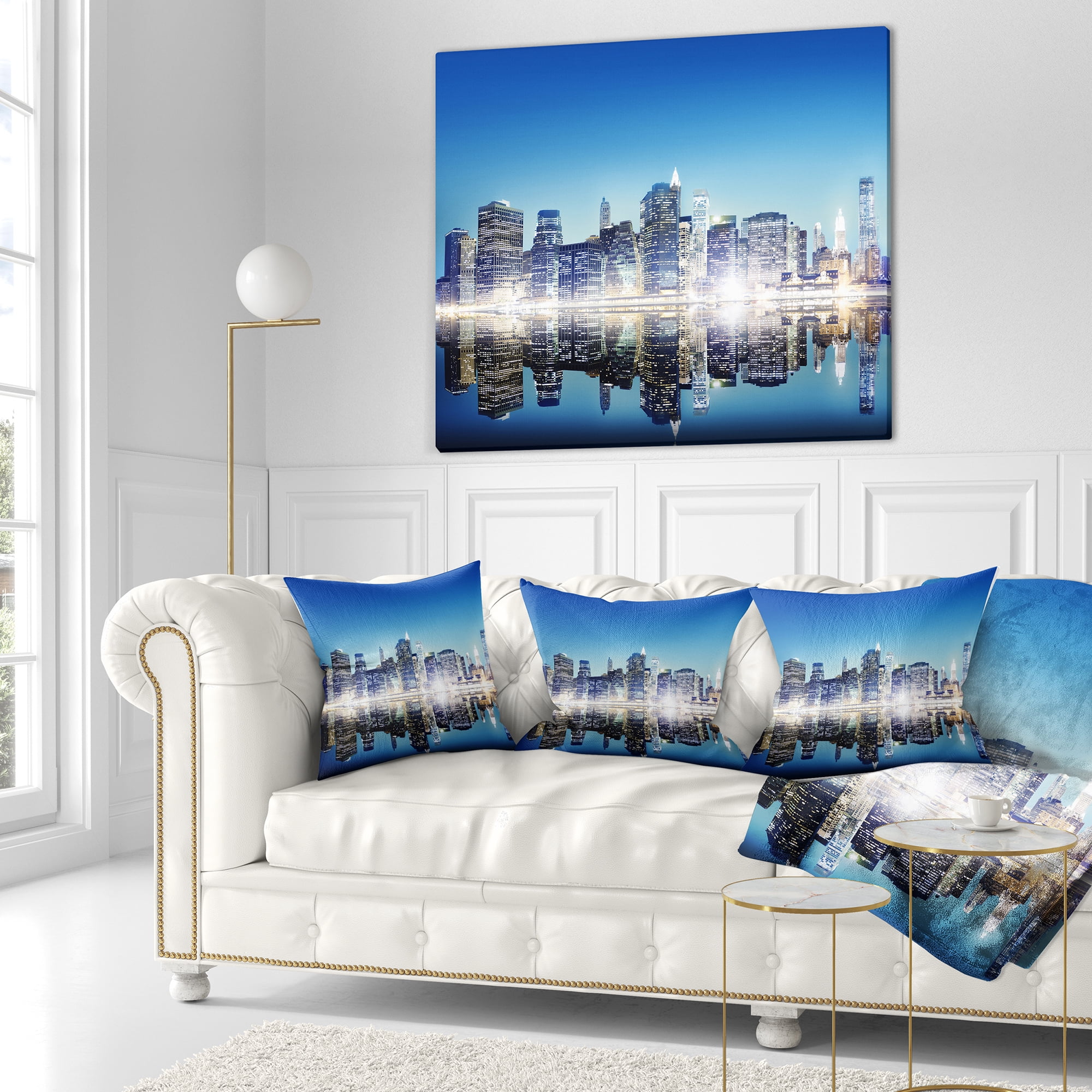 Designart Skyscraper on New York City - Cityscape Throw Pillow - 16x16