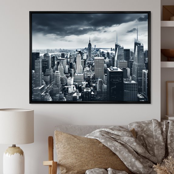 Designart "Skyscrapers Urban gracefulness I" Architecture Floater Framed Canvas Art Print