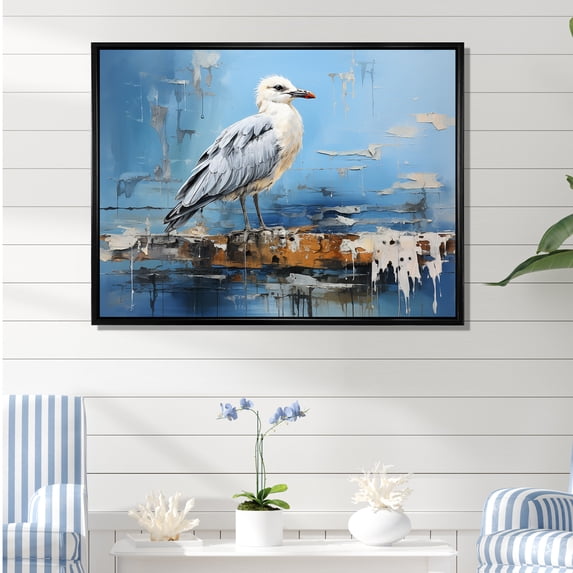 Designart "Skyward Seagull Peace" Seagull Floater Framed Wall Decor