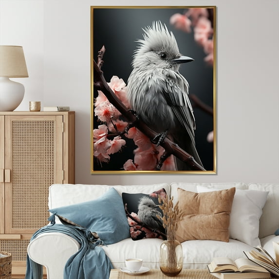 Designart "Slate Rose Creature Hummer" Animals Floater Framed Wall Decor