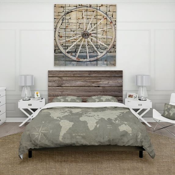 Designart 'Slate World Map I' Traditional Duvet Cover Set