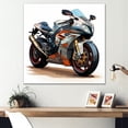 thumbnail image 1 of Designart "Sleek Speed Motorcycle in Orange and Black I" Transportation Wall Art - Modern Orange Motorcycle Living Room Canvas Art, 1 of 6