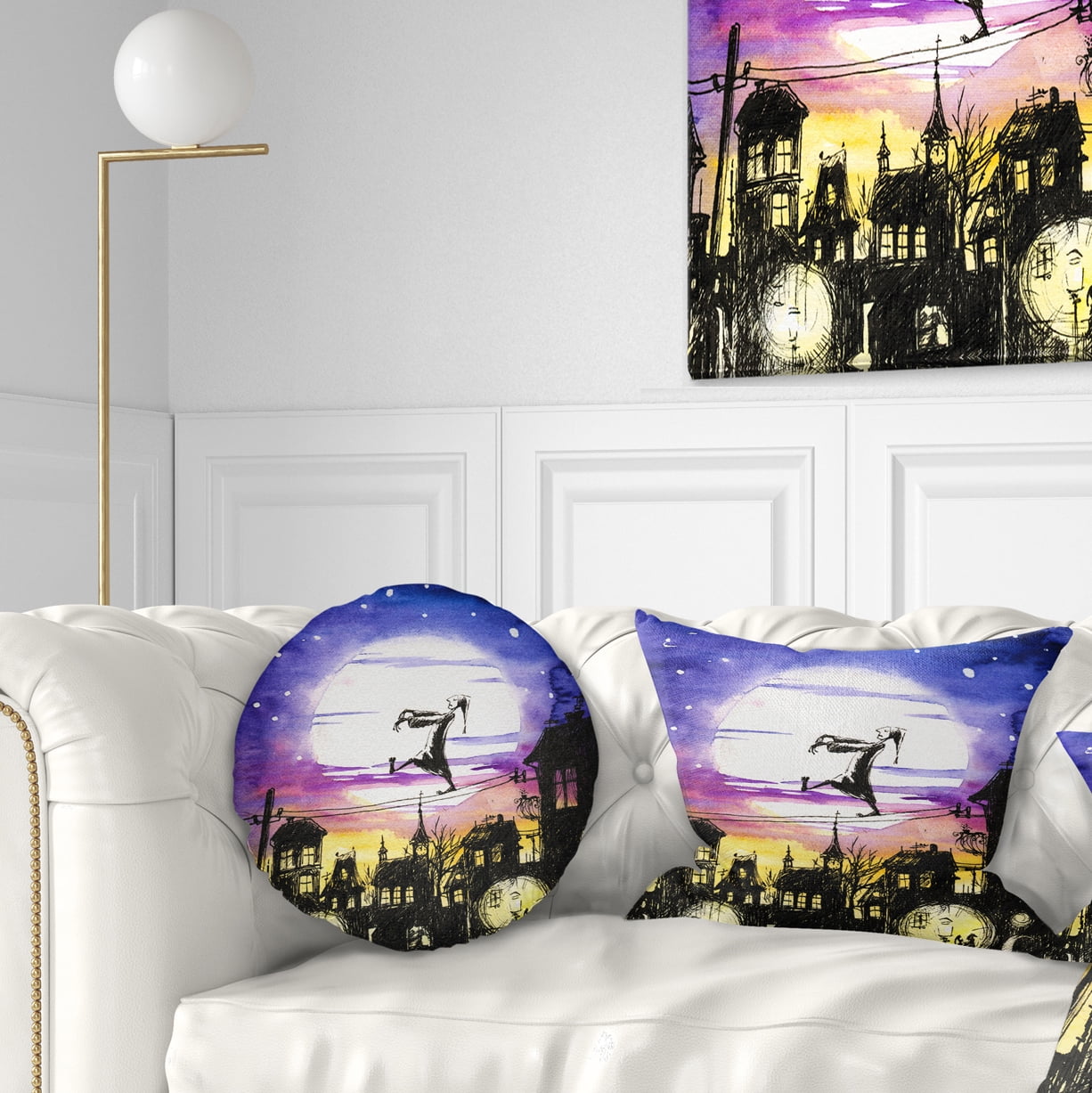 Designart Sleepwalker in Moonlight - Abstract Throw Pillow - 12x20