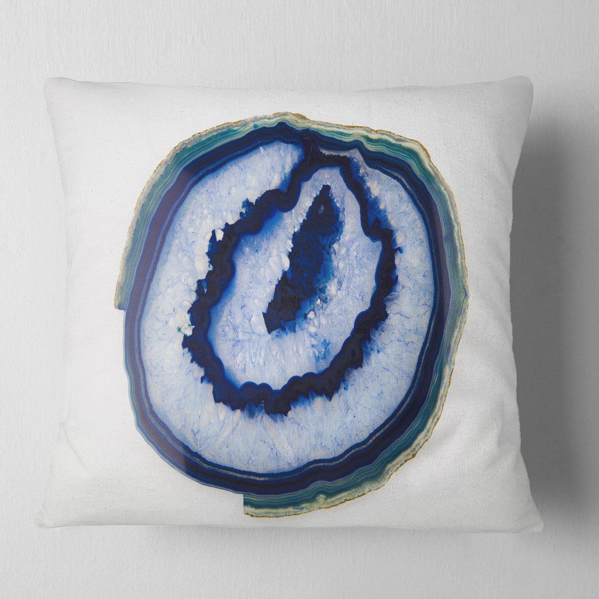 Designart Slice of Beautiful Blue Agate - Abstract Throw Pillow - 16x16