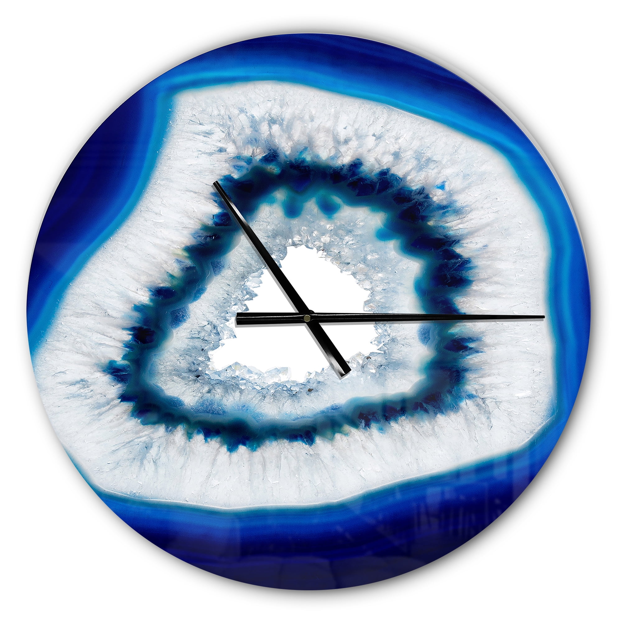 Designart 'Slice of blue agate crystal ' Modern wall clock