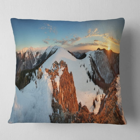 Designart Slovakia Frozen Landscape Panorama - Landscape Printed Throw Pillow - 18x18