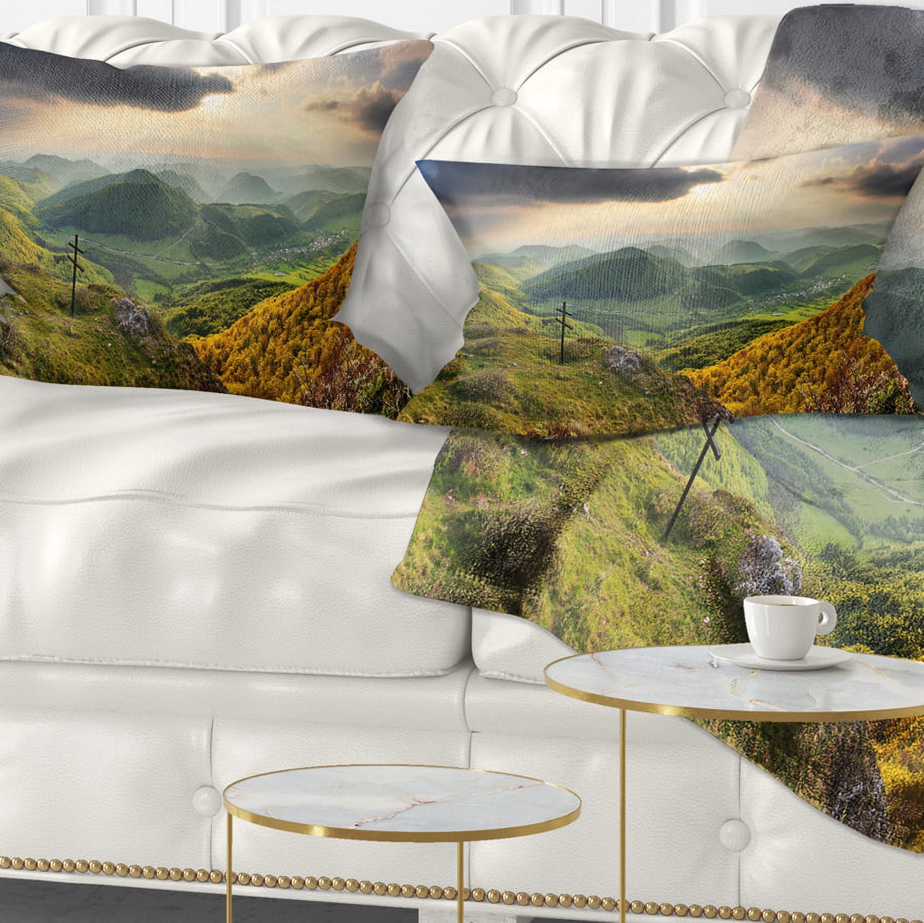 Designart Slovakia Spring Forest Mountain - Landscape Printed Throw Pillow - 12x20