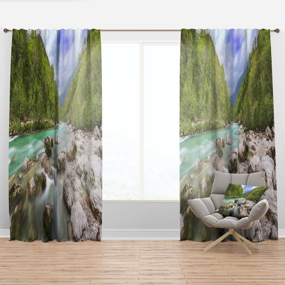 Designart 'Slovenia Waterfall Panorama' Landscape Curtain Panel