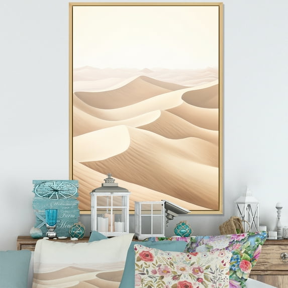 Designart "Slumber Dreams In Desert Sands I" Minimalism Floater Framed Wall Art Prints