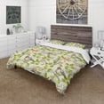 thumbnail image 1 of Designart 'Small Bird and Lilies and Little Hearts' Floral Duvet Cover Set, 1 of 4