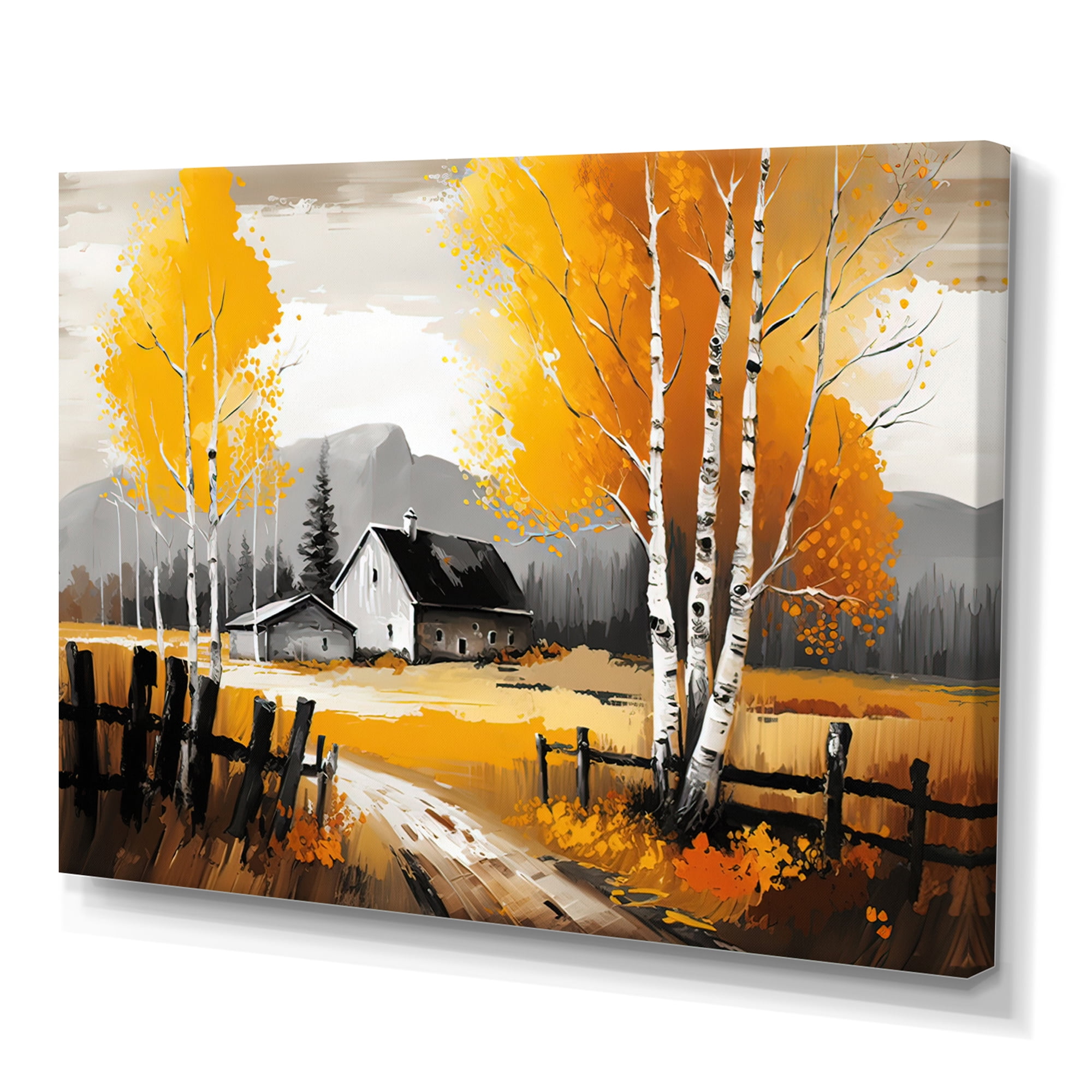 Designart Small Cottage In Autumn I Canvas Wall Art