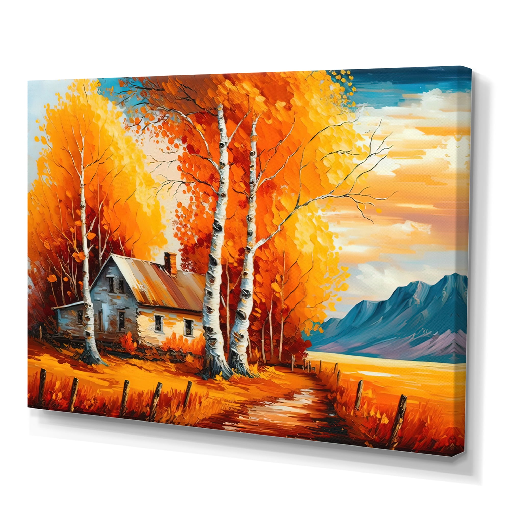 Designart Small Cottage In Autumn III Canvas Wall Art