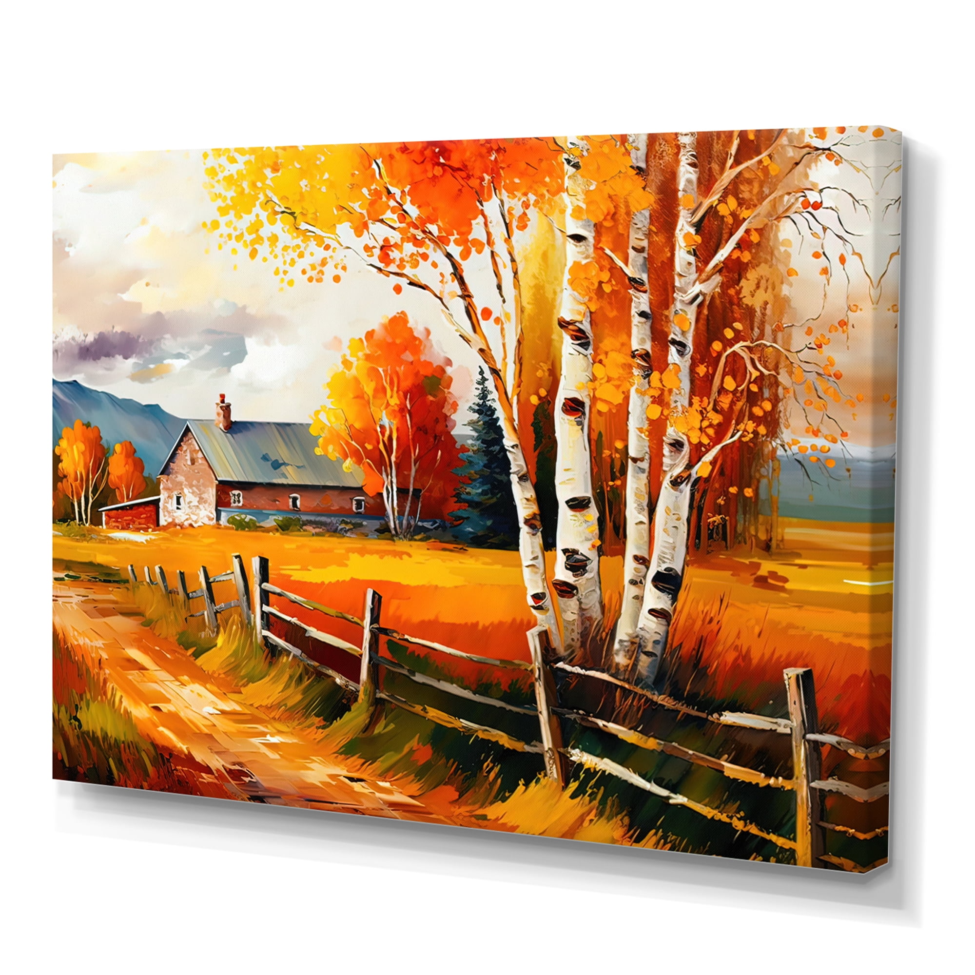 Designart Small Cottage In Autumn IV Canvas Wall Art