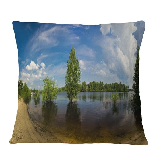 Designart Small Flood Panorama - Landscape Printed Throw Pillow - 16x16