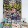 thumbnail image 1 of Designart 'Small Fountain With Trees In The Village House' Country Print on Natural Pine Wood, 1 of 5