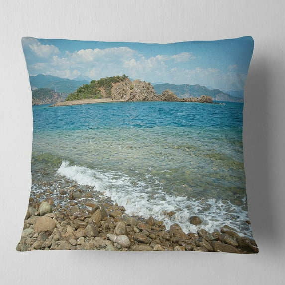 Designart Small Isle Turkey Panorama - Seashore Throw Pillow - 16x16