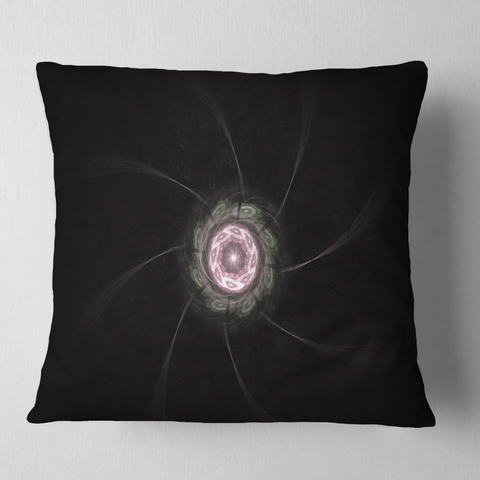 Designart Small Radial Fractal Flower in Light Purple - Floral Throw Pillow - 16x16