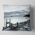 thumbnail image 1 of Designart Small Sea Bridge from Rocky Beach - Landscape Printed Throw Pillow - 18x18, 1 of 4