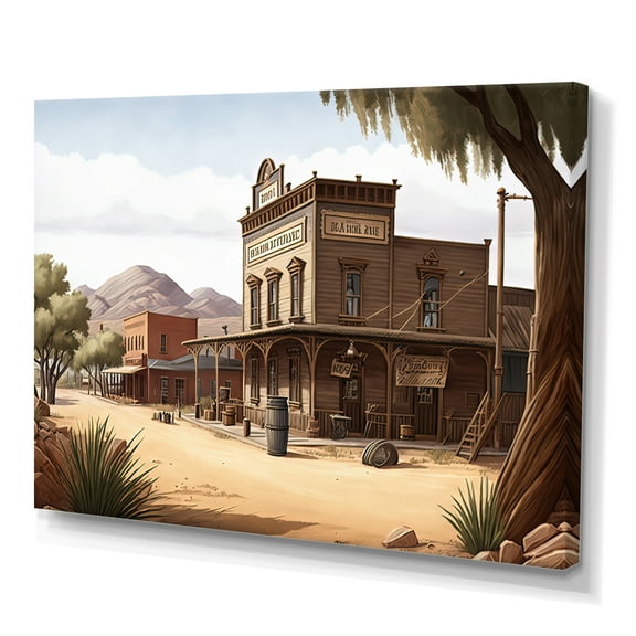 Designart Small Town In Arizona V Canvas Wall Art
