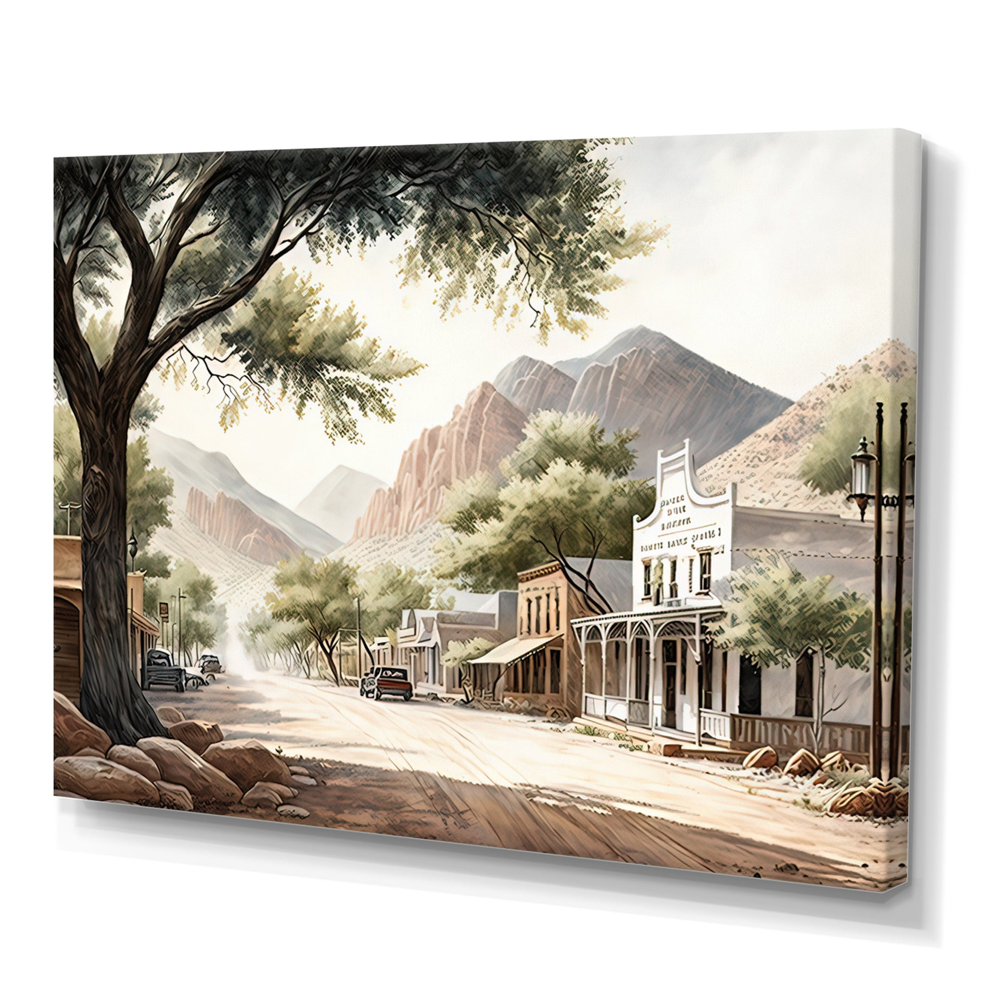Designart Small Town Wild West I Canvas Wall Art
