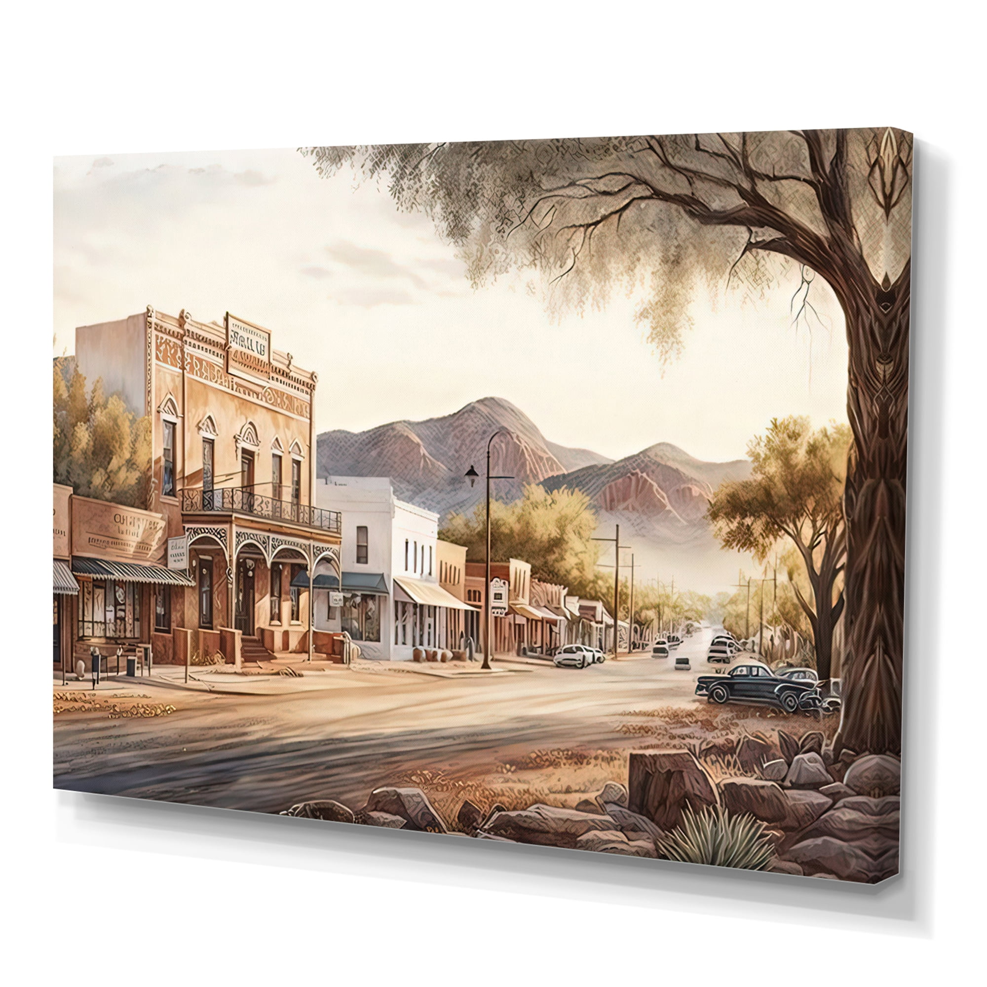 Designart Small Town Wild West IV Canvas Wall Art