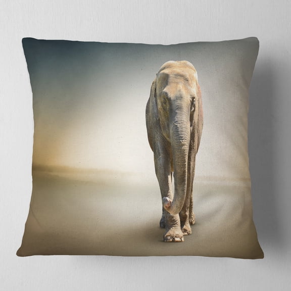 Designart Smart Elephant Walking - Animal Throw Pillow - 16x16