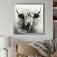 Designart "Smoky Black Cow Portrait II" Animals Framed Wall Art Decor
