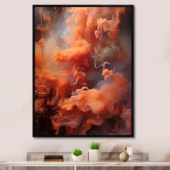 Designart "Smoky Sienna In Hinduism'S Yajna" Hinduism Floater Framed Canvas Wall Art