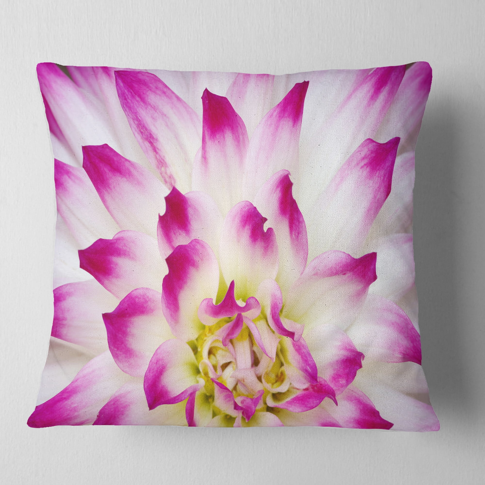 Designart Smooth White Rose Floral Petals - Floral Throw Pillow - 18x18