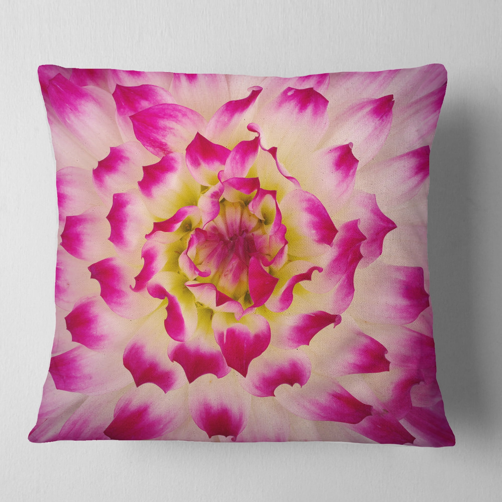 Designart Smooth White Rose Flower Petals - Floral Throw Pillow - 18x18