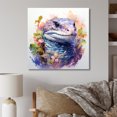 thumbnail image 1 of Designart "Snakes in Floral Grace I" Animals Wall Art - Modern Pink Snake Entryway Wall Art Print, 1 of 6
