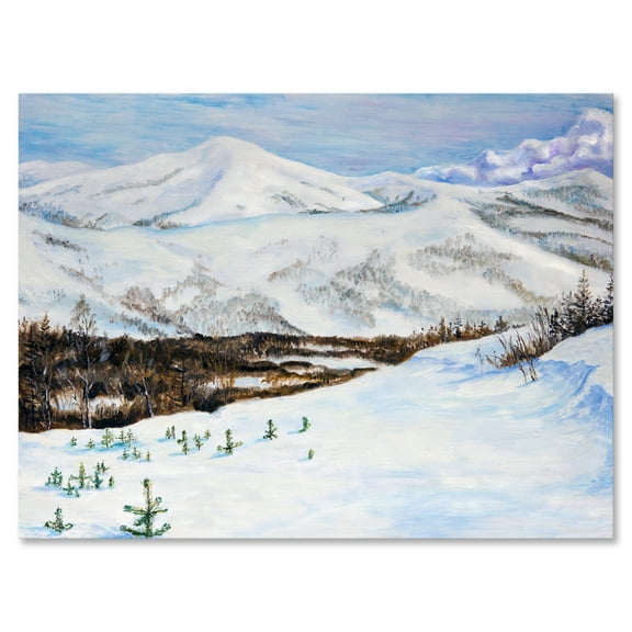 Designart ' Snow-Capped Mountains With Winter Landscape ' Traditional Canvas Wall Art Print