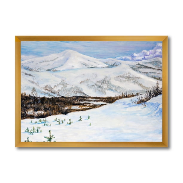 絵画 Winter Mountains Designart 'Snow-Capped Mountains With Winter Landscape