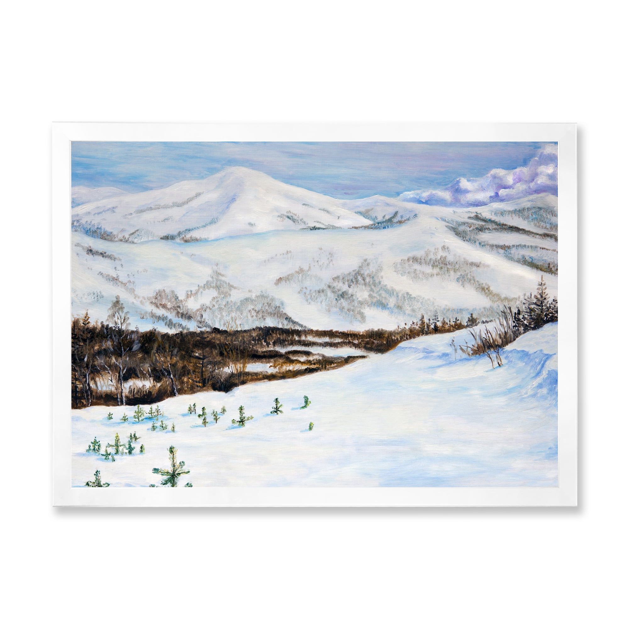 絵画 Winter Mountains Designart 'Snow-Capped Mountains With Winter Landscape