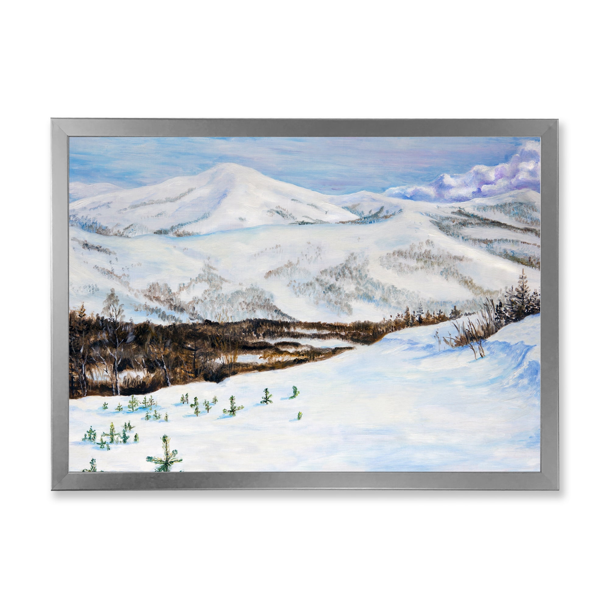 絵画 Winter Mountains Designart 'Snow-Capped Mountains With Winter Landscape
