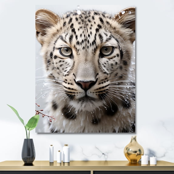Designart "Snow Charm Of The Subdued Majesty Leopard I" Animals Leopard Canvas Prints