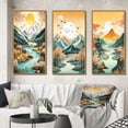 thumbnail image 1 of Designart "Snow-Clad Mountain Summits III" Japon Landscape Framed Wall Art Set Of 3 - Yellow Landscape Japon Frame Gallery Wall Set For Home Decor, 1 of 7