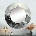 thumbnail image 1 of Designart "Snow-Covered Mountain Peak" Mountains Rund Mirror For Wall Decor - Large Grey Round Printed Mirror -Traditional Round Living Room Mirror - 29" x 29", 1 of 6