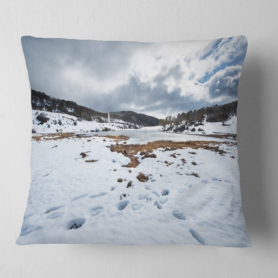 Designart Snow Mountains in Kosciuszko Park - Landscape Printed Throw Pillow - 18x18