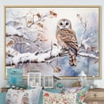 thumbnail image 1 of Designart "Snow Owl'S Enchanted Forest" Snow Floater Framed Wall Art Prints, 1 of 5