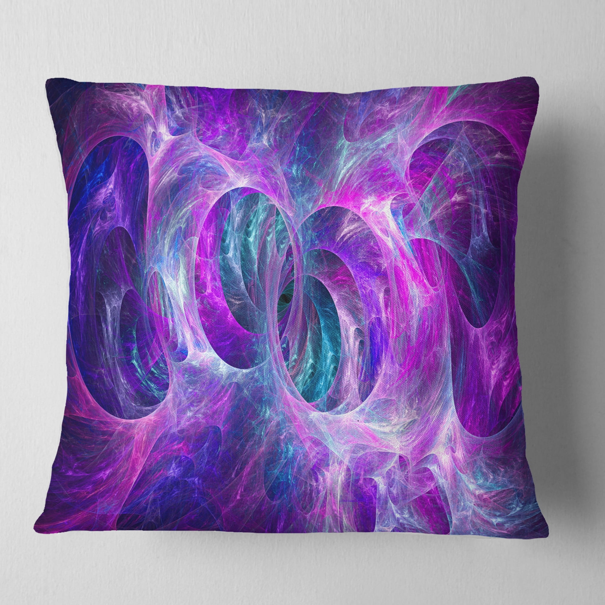 Designart Snow Purple Fractal Texture - Abstract Throw Pillow - 18x18