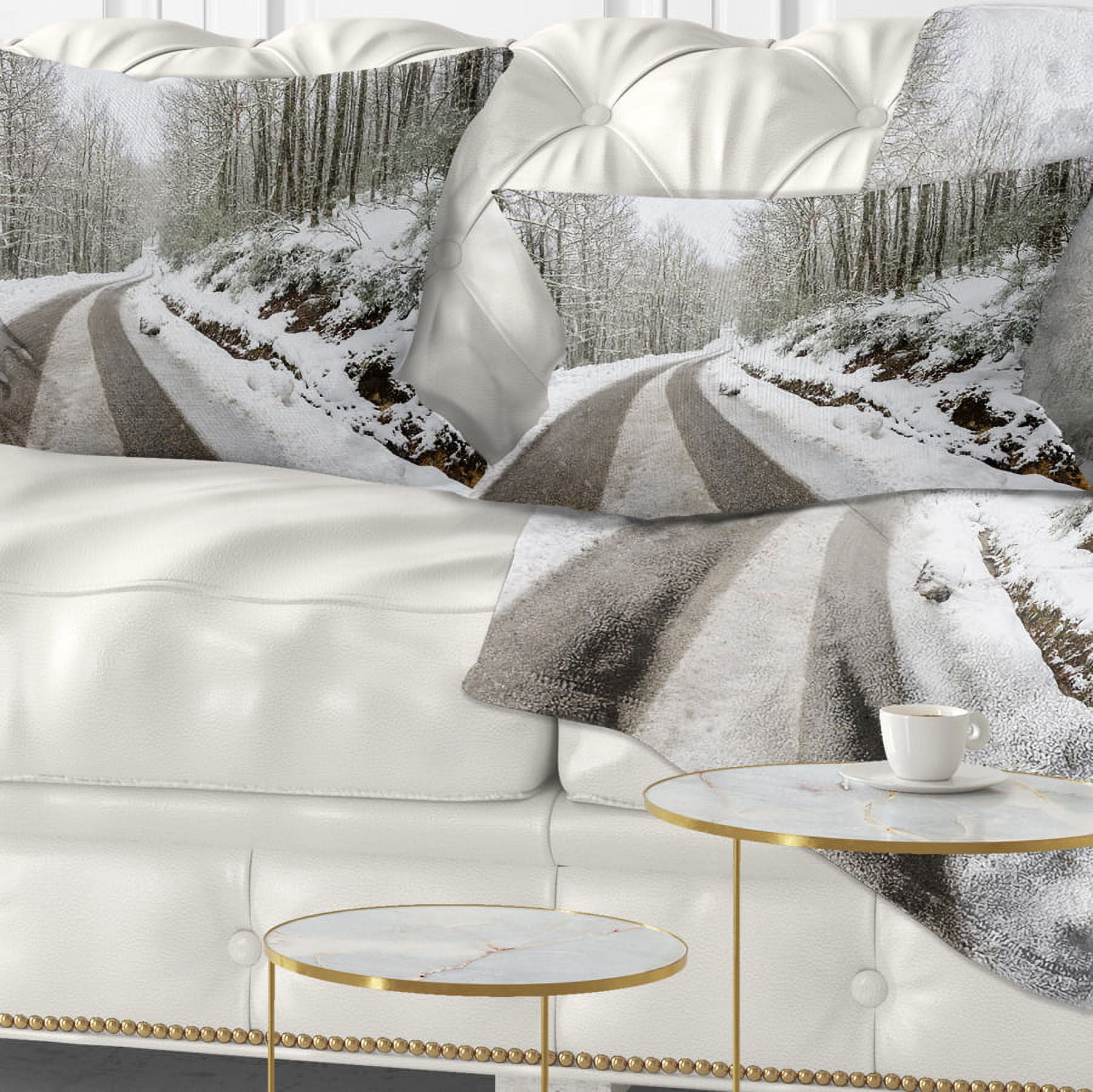 Designart Snow Storm at Piornedo Spain - Landscape Printed Throw Pillow - 12x20