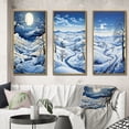 thumbnail image 1 of Designart "Snow Winters Moon silence I" Landscape & Nature Framed Wall Art Set Of 3 - Blue Snow Frame Canvas Set For Living Room Decor, 1 of 7