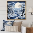 thumbnail image 1 of Designart "Snow Winters Moon silence II" Pointillism Floater Framed Canvas Art Print, 1 of 7