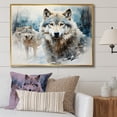 thumbnail image 1 of Designart "Snow Wolves Winter's Majestic Residents I" Animals Framed Wall Art - Modern Farmhouse Grey Wolf Entryway Framed Wall Art Print, 1 of 6