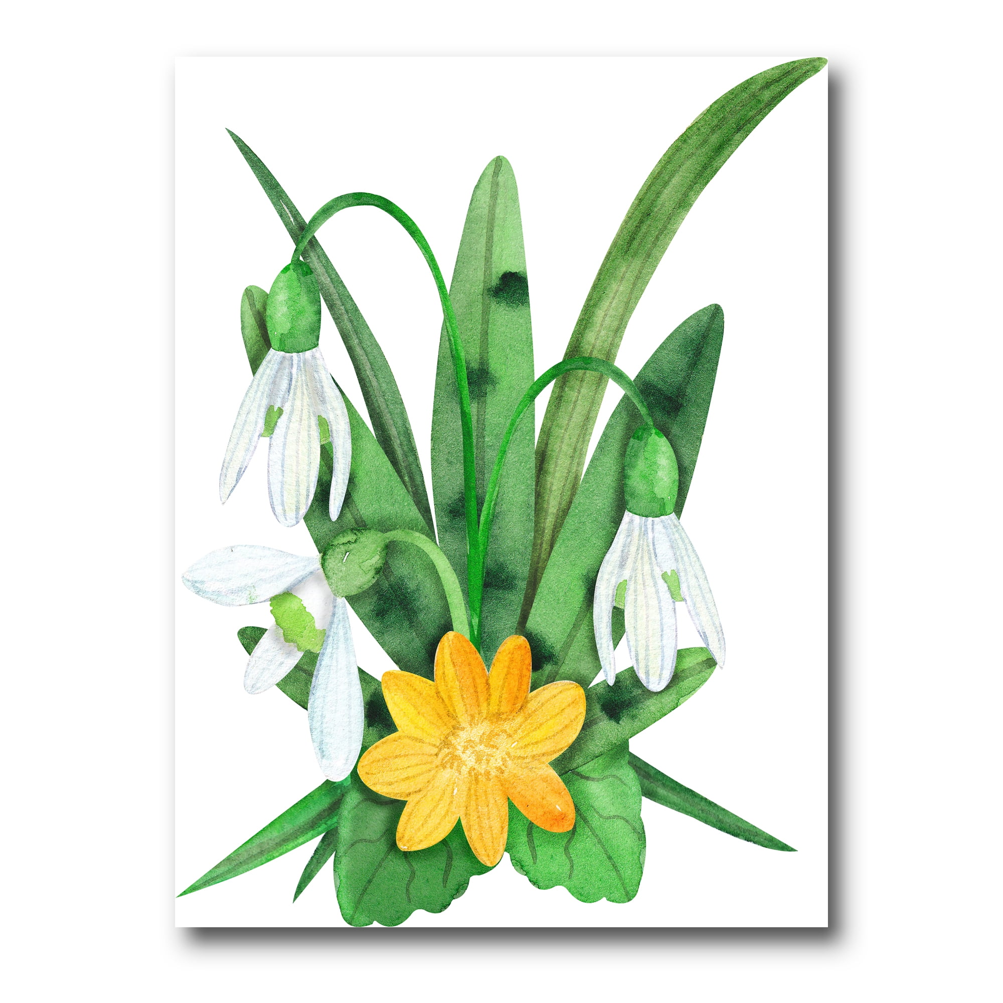 Designart ' Snowdrops and Yellow Erantis VIntage Flowers ' Traditional Canvas Wall Art Print