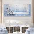 thumbnail image 1 of Designart "Snowfall Forest A Winter Landscape II" Extra Large Landscapes Wall Art - Traditional Blue Winter Landscape Entryway Wall Art Print, 1 of 4
