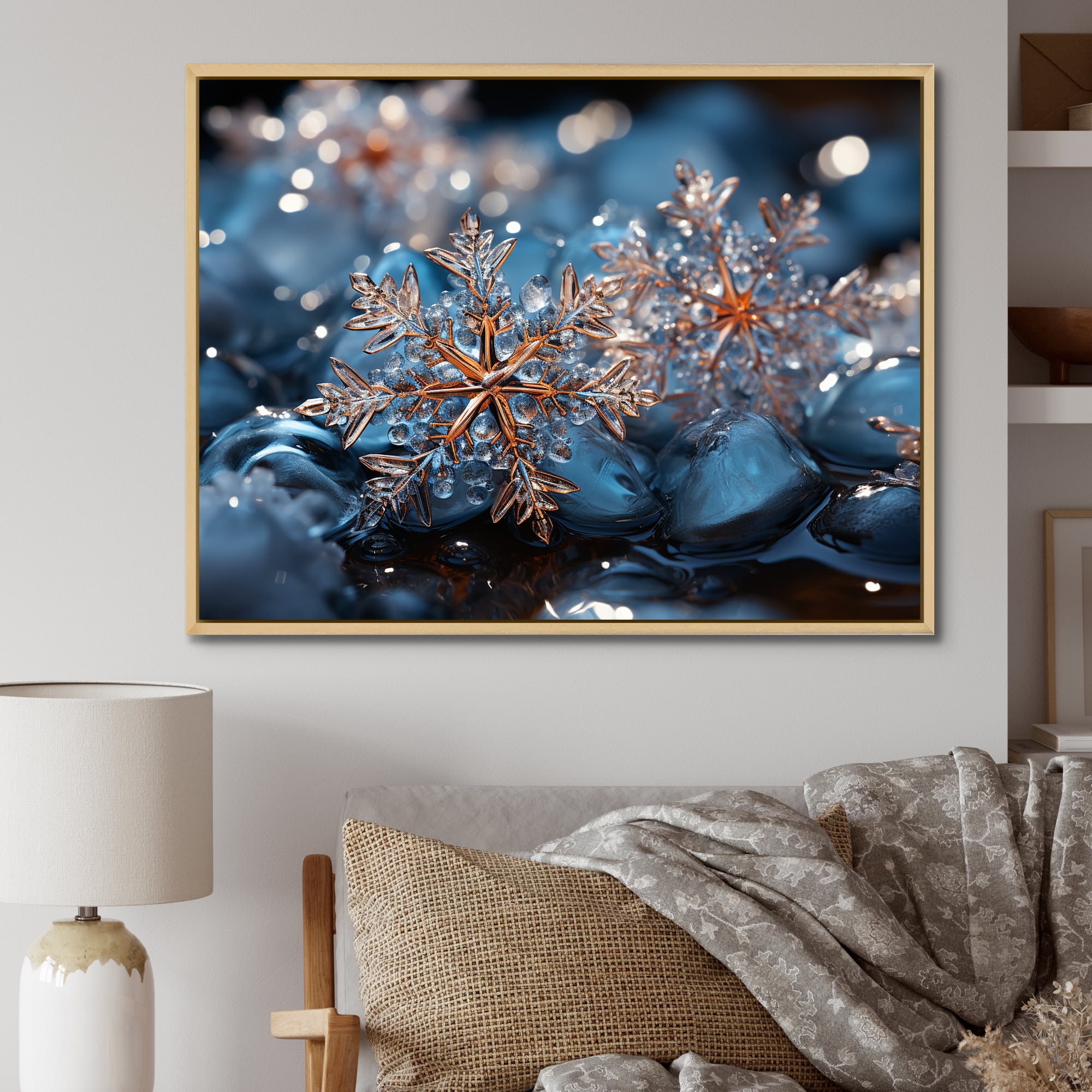 Designart "Snowflake Tranquility at Sunrise IV" Landscapes Framed Wall