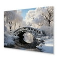 thumbnail image 1 of Designart "Snowy Bridges in the Winter Landscape II" Landscapes Metal Art Living Room, 1 of 5