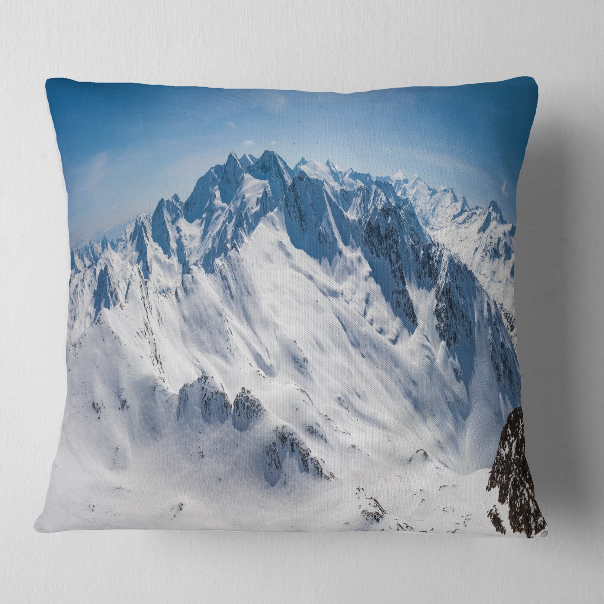 Designart Snowy Mountains Panoramic View - Landscape Printed Throw Pillow - 18x18